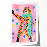 Framed Canvas Art for Children - Playful Cheetah Nursery Print