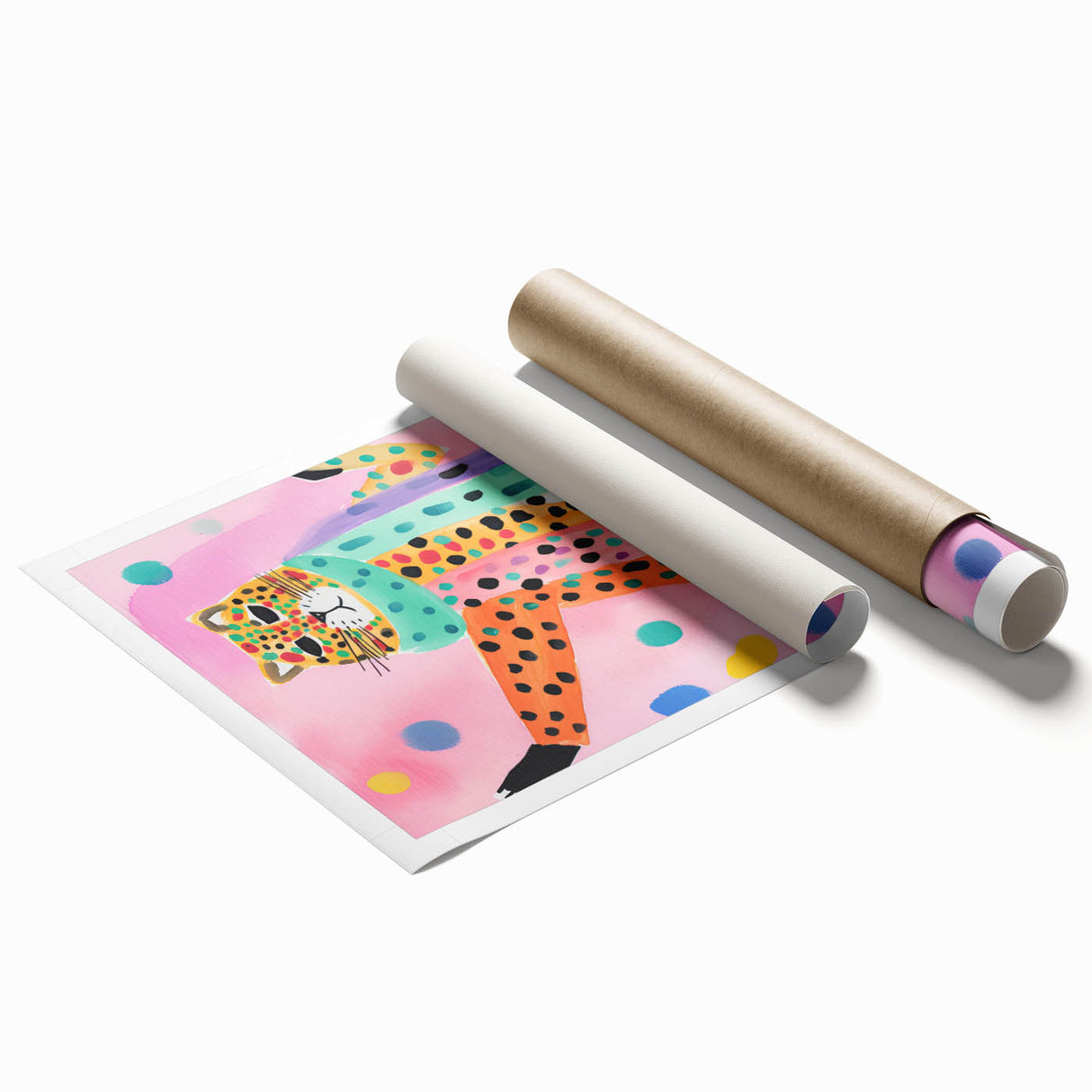Framed Canvas Art for Children - Playful Cheetah Nursery Print