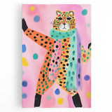 Framed Canvas Art for Children - Playful Cheetah Nursery Print