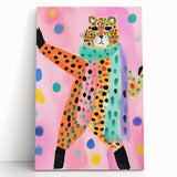 Framed Canvas Art for Children - Playful Cheetah Nursery Print