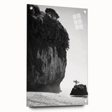 Landscape acrylic display featuring a modern design with vibrant colors, showcasing a side view with push pins for easy mounting, ideal for home decor.