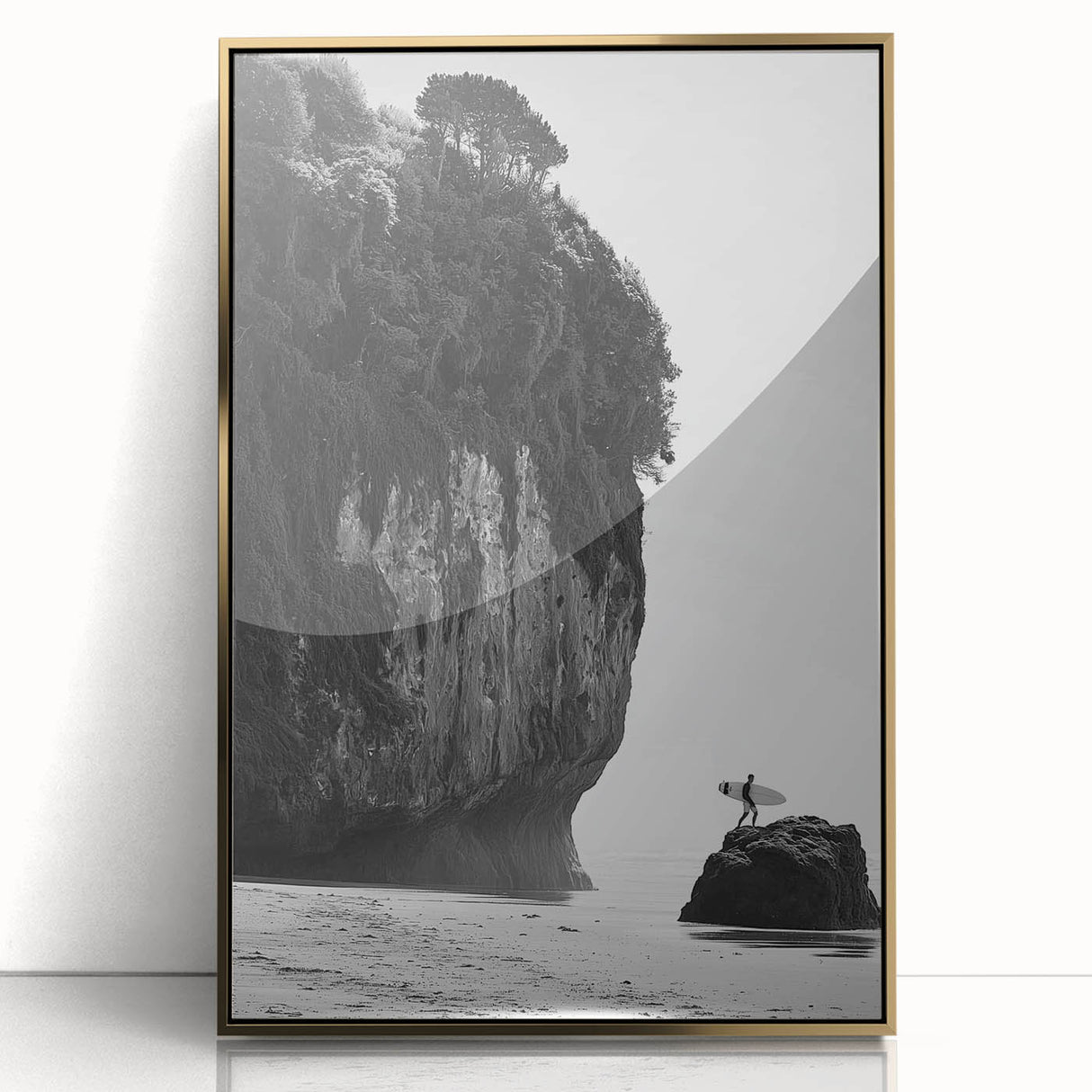 Framed landscape acrylic artwork with a gold border, showcasing vibrant colors and intricate details, perfect for modern home decor and art enthusiasts.