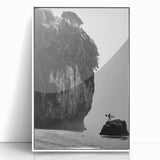 Framed acrylic wall art in a sleek white frame showcasing a vibrant landscape design, perfect for home decor. Ideal for enhancing modern interiors with its colorful imagery.