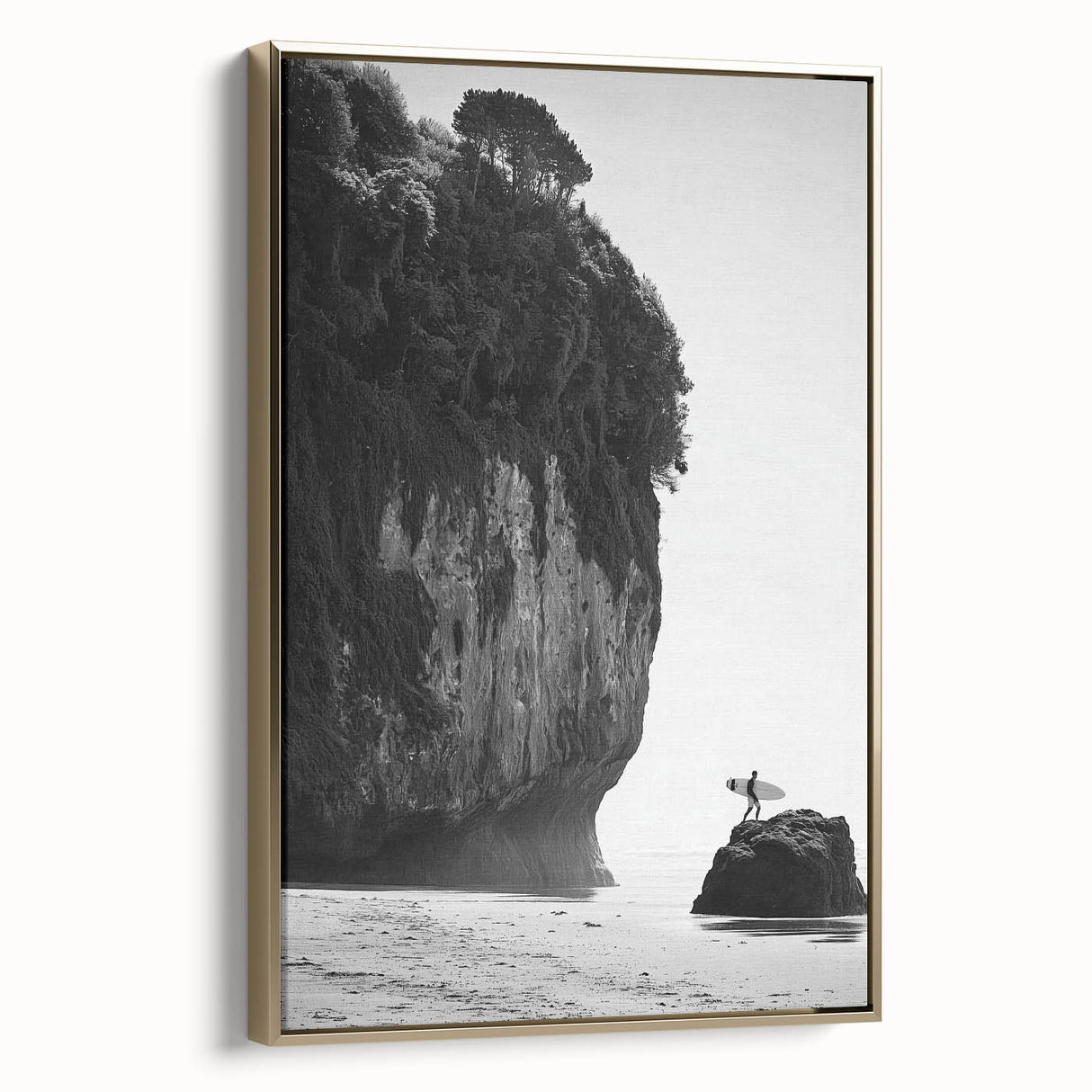 Framed canvas artwork showcasing a vibrant landscape scene with golden accents, viewed from the side, ideal for modern home decor and art enthusiasts.