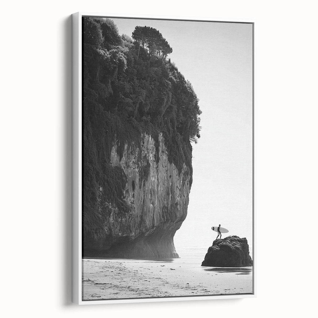 Framed landscape canvas featuring vibrant abstract artwork in a white frame, showcasing bold colors and intricate details, ideal for modern home decor.