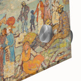 Modern Beach Scene Art Print – Contemporary Crowd & Donkeys