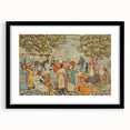 Modern Beach Scene Art Print – Contemporary Crowd & Donkeys