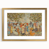 Modern Beach Scene Art Print – Contemporary Crowd & Donkeys