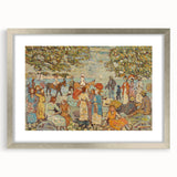 Modern Beach Scene Art Print – Contemporary Crowd & Donkeys