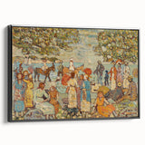 Modern Beach Scene Art Print – Contemporary Crowd & Donkeys