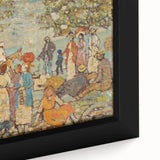 Modern Beach Scene Art Print – Contemporary Crowd & Donkeys