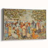 Modern Beach Scene Art Print – Contemporary Crowd & Donkeys