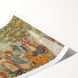 Modern Beach Scene Art Print – Contemporary Crowd & Donkeys