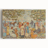 Modern Beach Scene Art Print – Contemporary Crowd & Donkeys