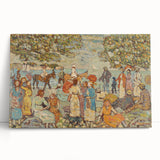 Modern Beach Scene Art Print – Contemporary Crowd & Donkeys