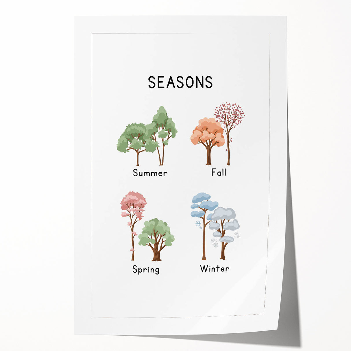 Seasons of the Year Typography Art Print – Summer, Fall, Spring, Winter Wall Art