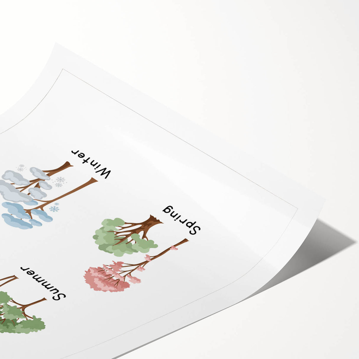 Seasons of the Year Typography Art Print – Summer, Fall, Spring, Winter Wall Art