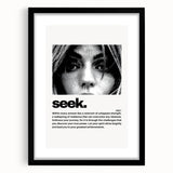 Monochrome Motivational Typography Art Print - "Seek" Canvas
