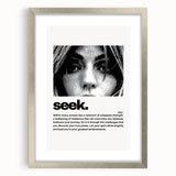 Monochrome Motivational Typography Art Print - "Seek" Canvas