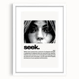 Monochrome Motivational Typography Art Print - "Seek" Canvas