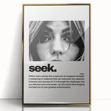 Monochrome Motivational Typography Art Print - "Seek" Canvas