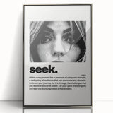 Monochrome Motivational Typography Art Print - "Seek" Canvas