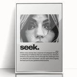 Monochrome Motivational Typography Art Print - "Seek" Canvas