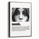 Monochrome Motivational Typography Art Print - "Seek" Canvas