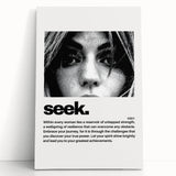 Monochrome Motivational Typography Art Print - "Seek" Canvas