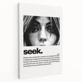 Monochrome Motivational Typography Art Print - "Seek" Canvas