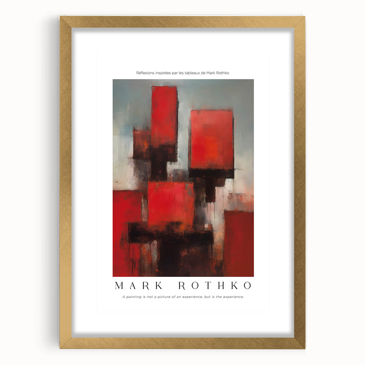Extra large abstract art print in textured style, featuring orange and red tones on a framed canvas.
