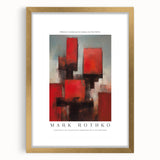 Extra large abstract art print in textured style, featuring orange and red tones on a framed canvas.