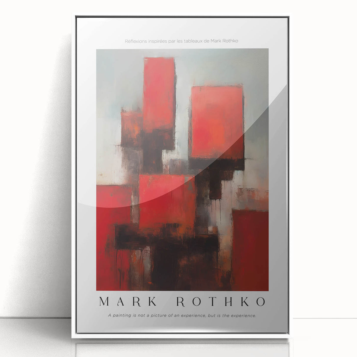 Modern art wall decor featuring a Rothko-inspired abstract design in muted blue and pink tones on framed acrylic.
