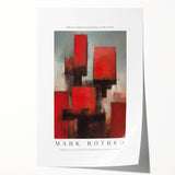 Modern Mark Rothko-inspired rolled print with soft, blended red and pink hues, ideal for art wall dining room.