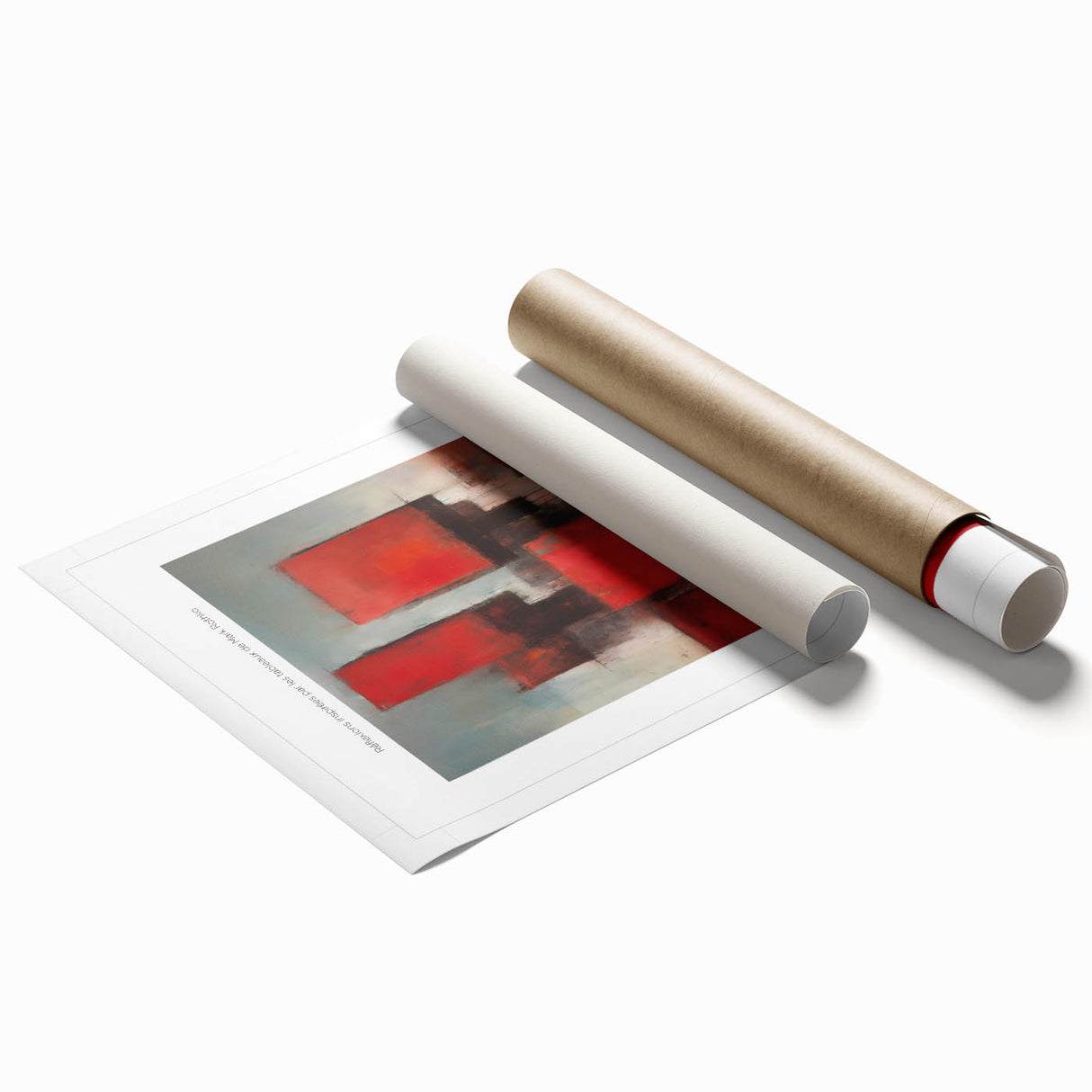 Extra large rolled print of abstract floral art in soft pastel shades.