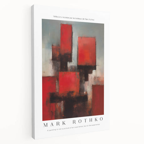 Large abstract canvas art in Rothko style, featuring deep red and black hues, ideal for kitchen wall decor.