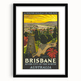 Brisbane Retro Travel Poster | Vintage River City Art Print