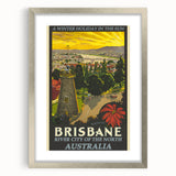 Brisbane Retro Travel Poster | Vintage River City Art Print