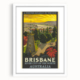 Brisbane Retro Travel Poster | Vintage River City Art Print