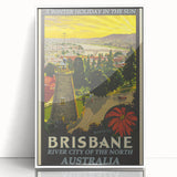 Brisbane Retro Travel Poster | Vintage River City Art Print