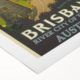 Brisbane Retro Travel Poster | Vintage River City Art Print