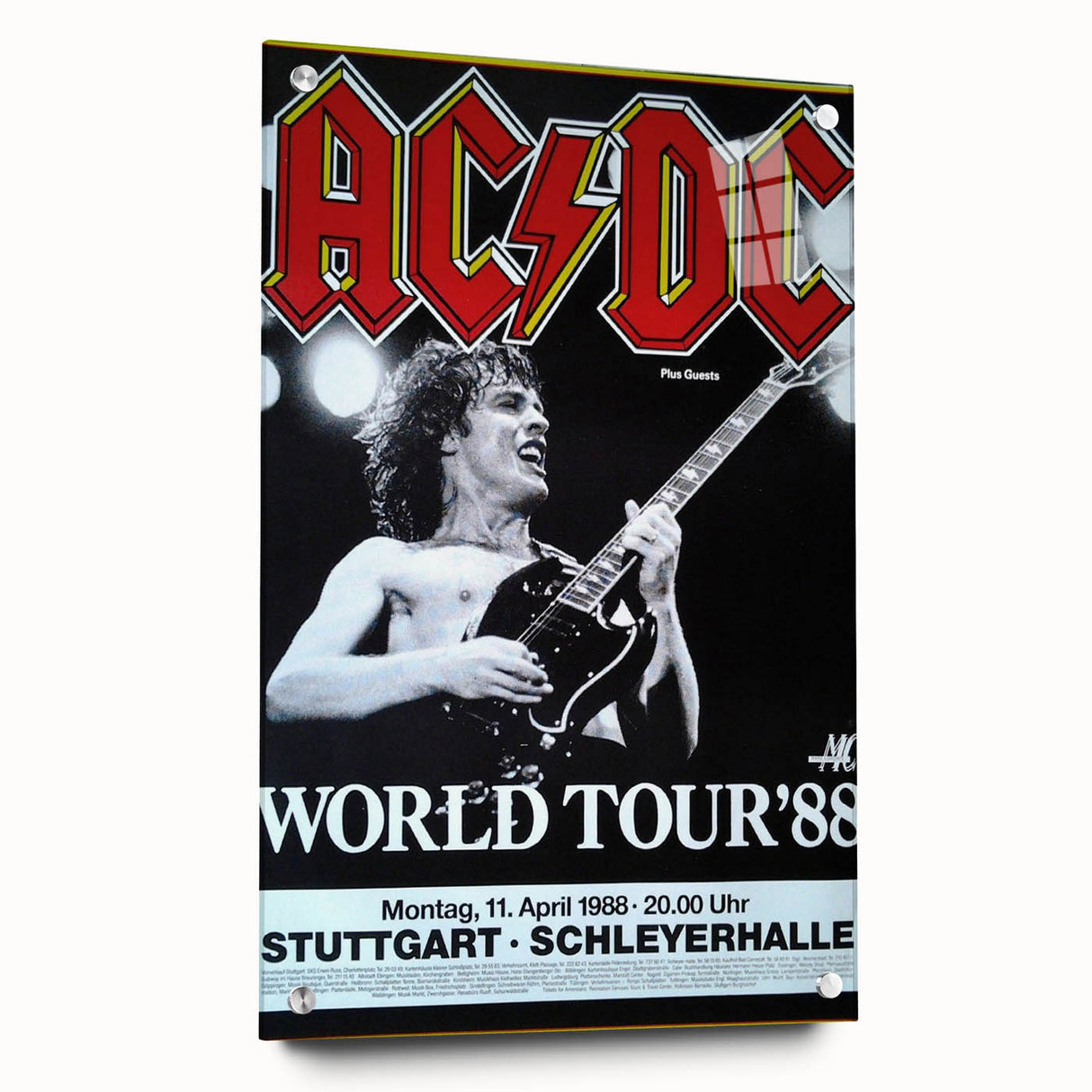 AC/DC "World Tour '88" Poster - Vintage Rock Concert Wall Art