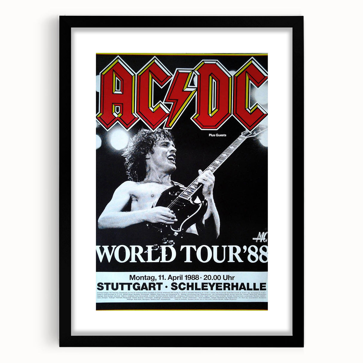 AC/DC "World Tour '88" Poster - Vintage Rock Concert Wall Art