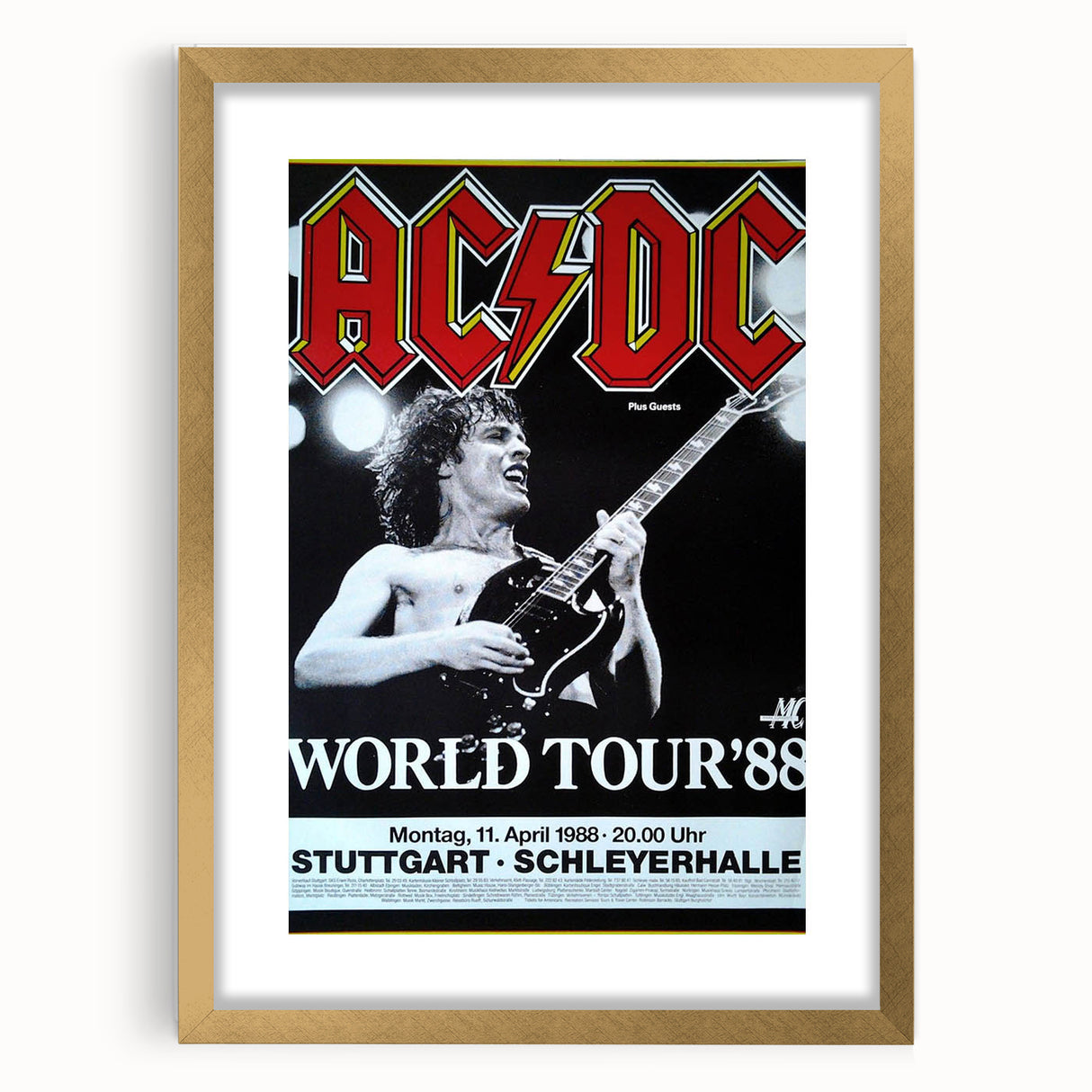 AC/DC "World Tour '88" Poster - Vintage Rock Concert Wall Art