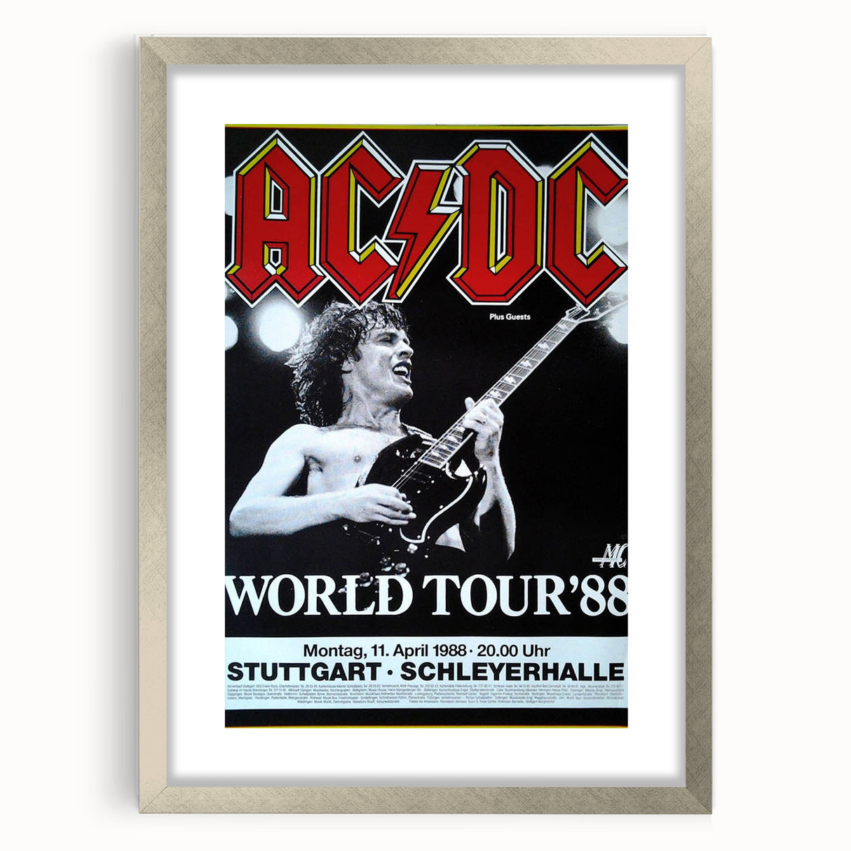 AC/DC "World Tour '88" Poster - Vintage Rock Concert Wall Art