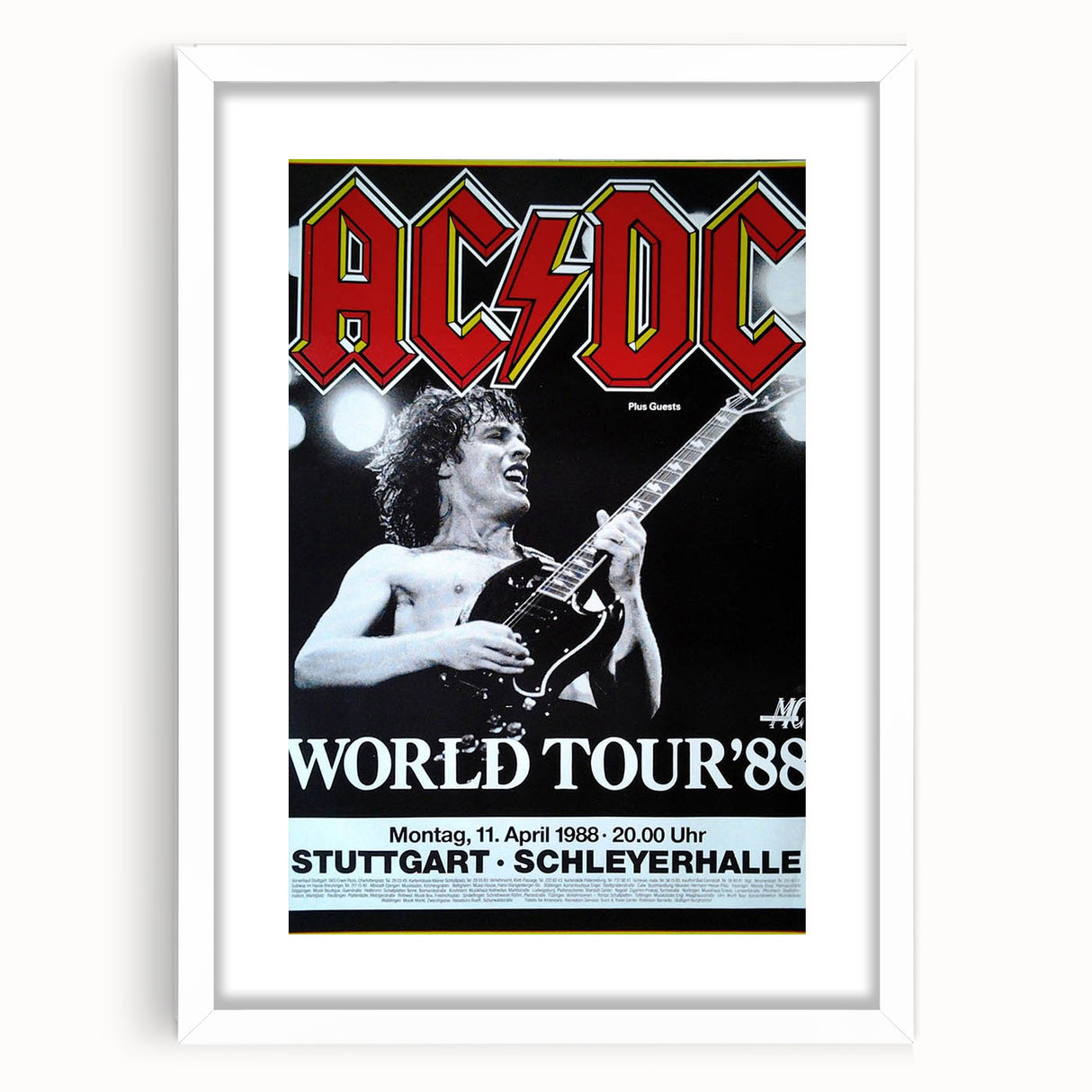 AC/DC "World Tour '88" Poster - Vintage Rock Concert Wall Art