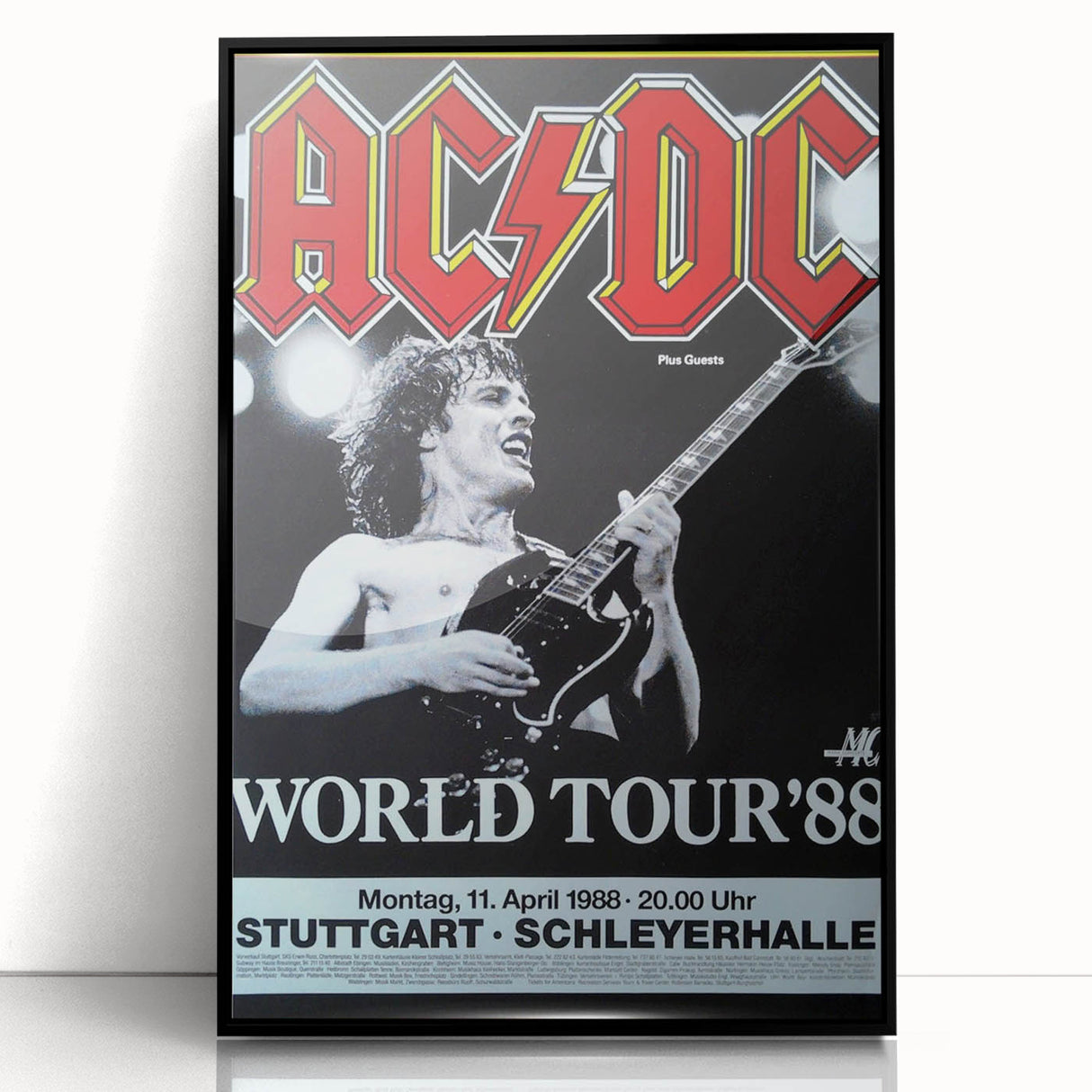 AC/DC "World Tour '88" Poster - Vintage Rock Concert Wall Art