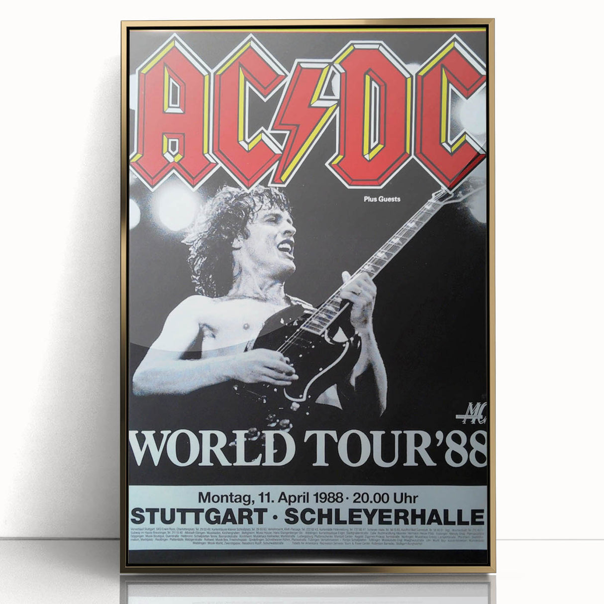 AC/DC "World Tour '88" Poster - Vintage Rock Concert Wall Art