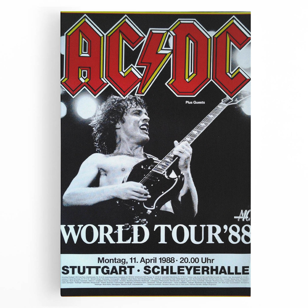 AC/DC "World Tour '88" Poster - Vintage Rock Concert Wall Art