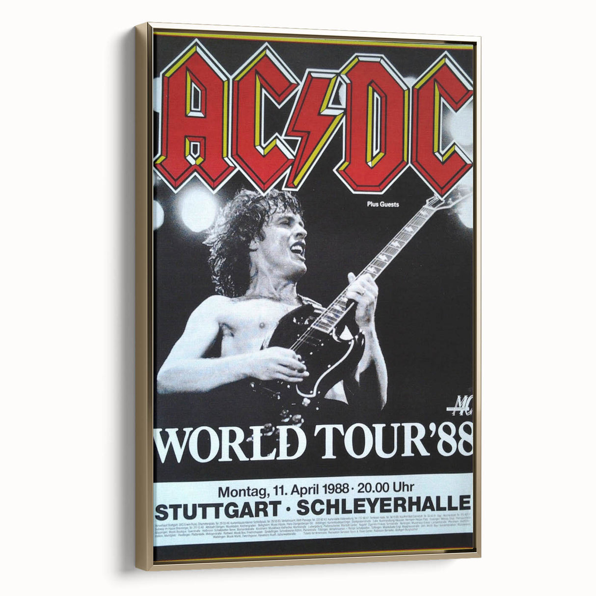 AC/DC "World Tour '88" Poster - Vintage Rock Concert Wall Art